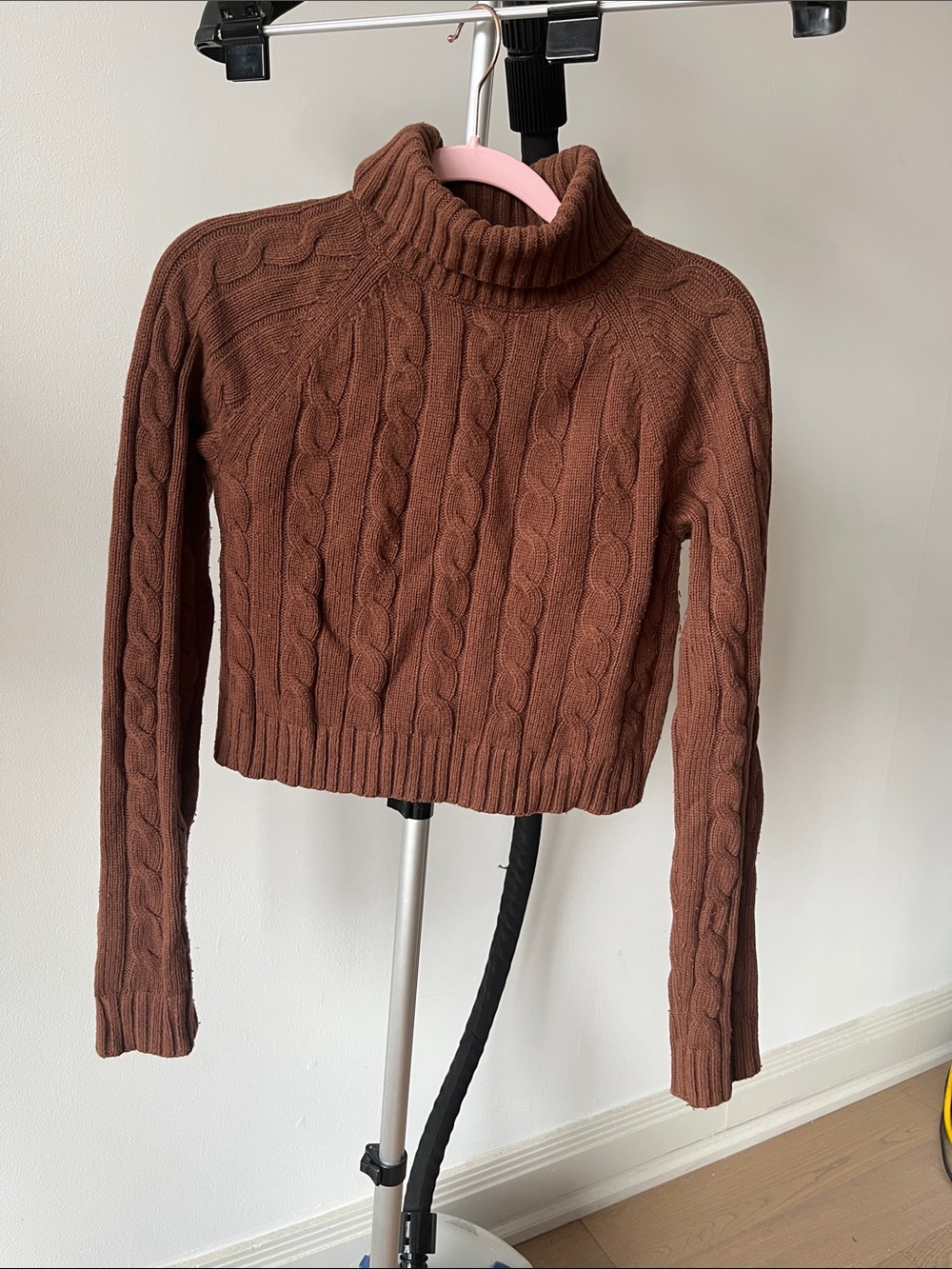 Aritzia Sunday Best Cable-Knit Turtleneck Sweater - Chocolate Brown